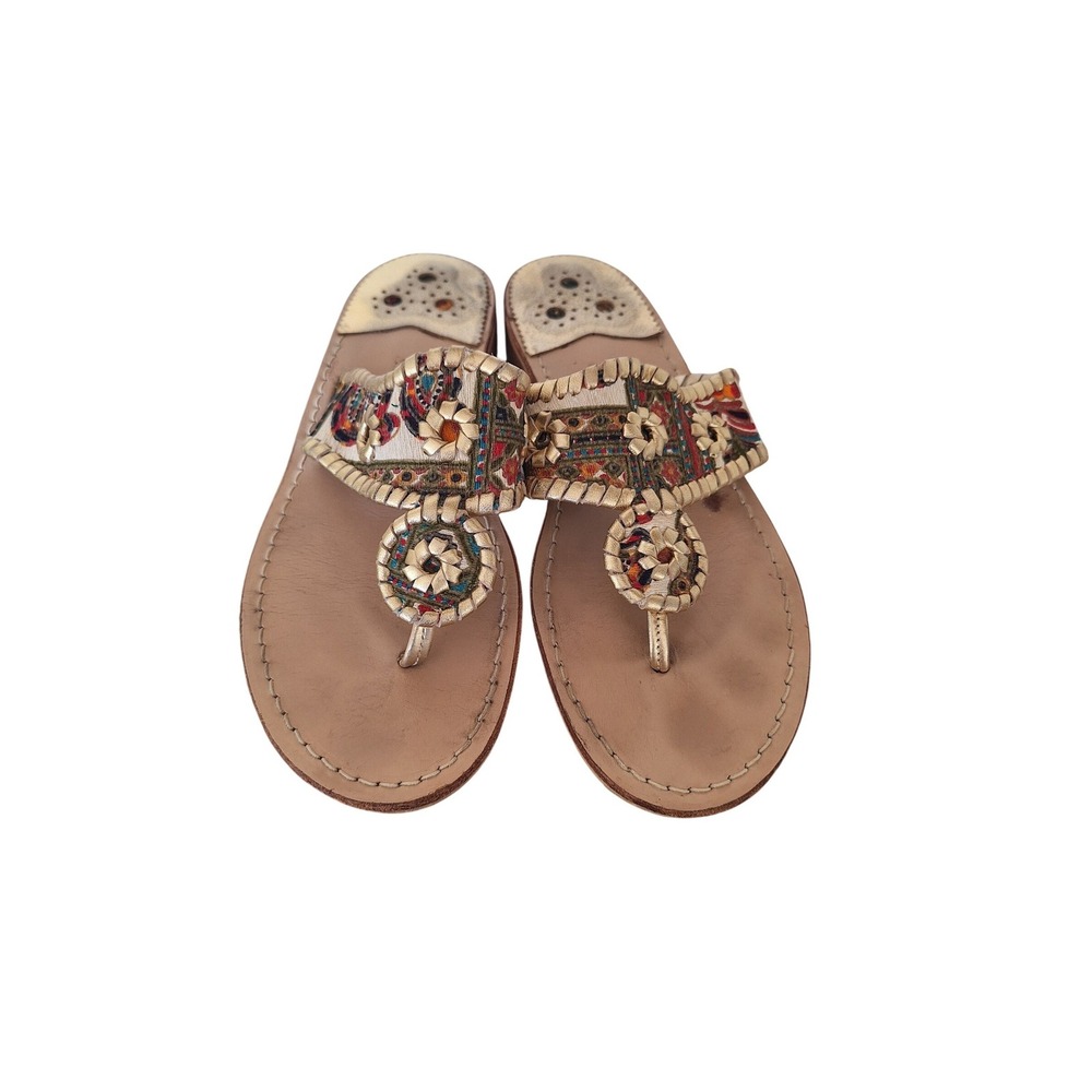 Jack Rogers Womens Leather Thong Slide Sandals Size 9 Medium